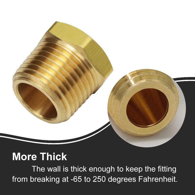 Boeray 1/2 Inch NPT Male Thread to 1/8 Inch NPT Female Reducing Brass Pipe Fitting Hex Head Hose Tube Bushing Adapter Convert Pack of 2 - Image 4